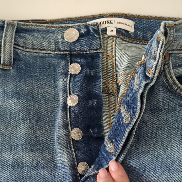 RE/DONE Double Needle Long Comfort Stretch Jean || HAZEY INDIGO - Picture 3 of 12